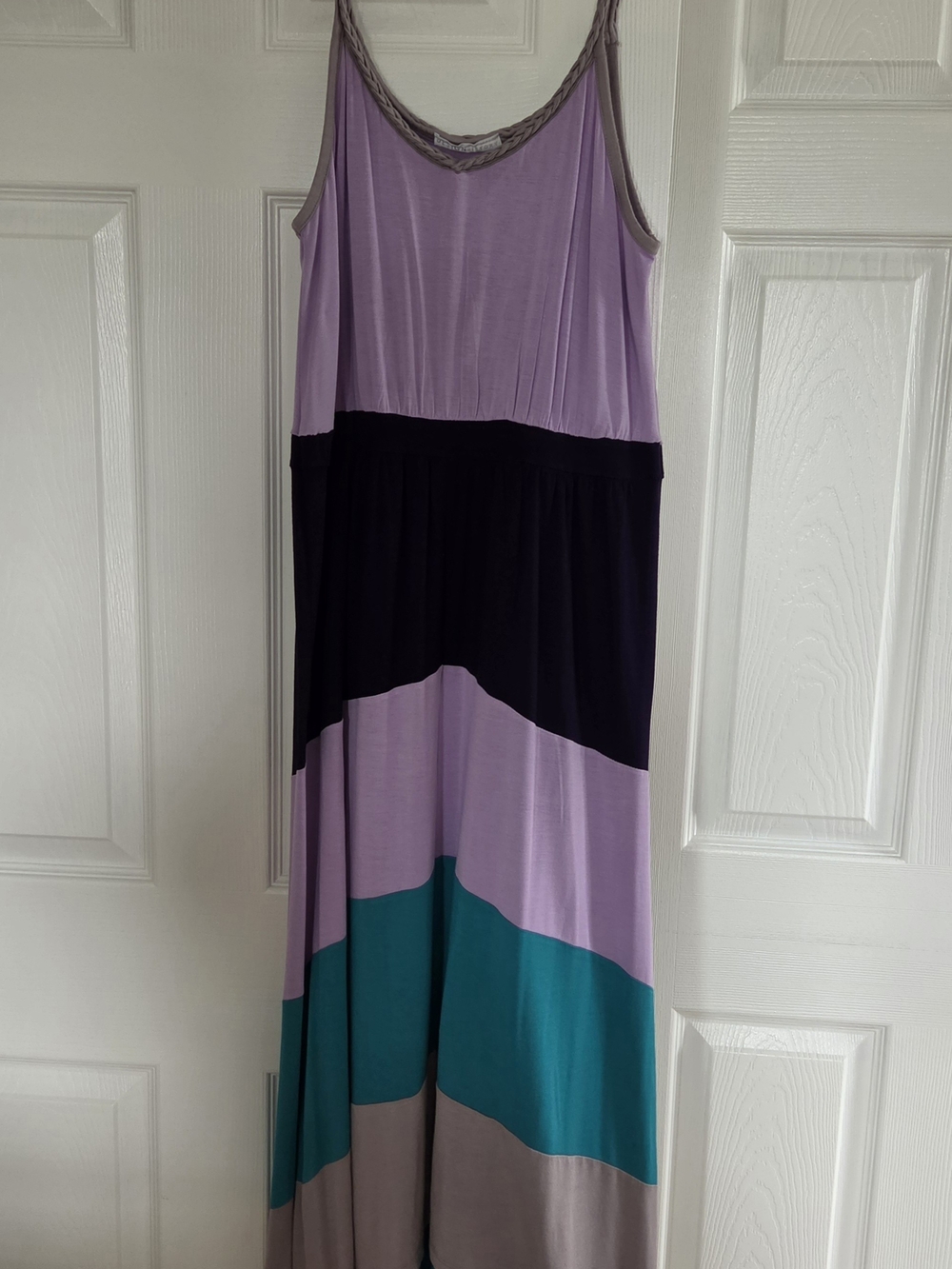 Design History Lavender, Teal & Dark Blue Colorblock Maxi Dress